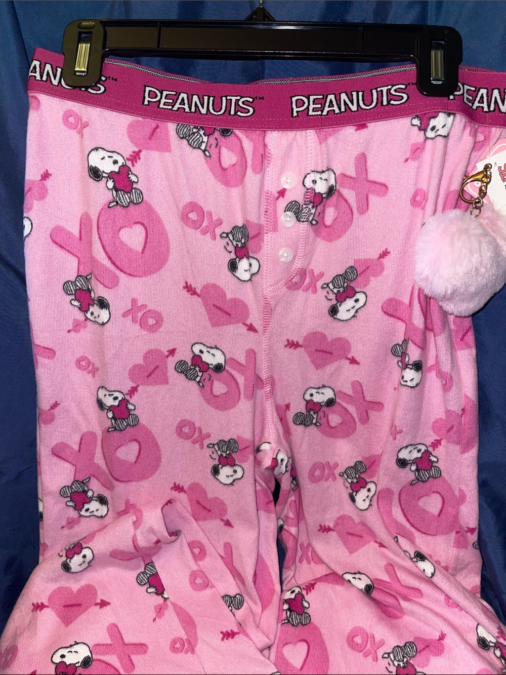 Peanuts Pink Snoopy Women’s Pajama Bottoms with Heart & XO Print